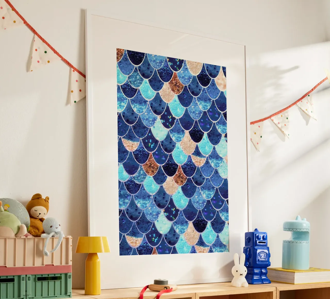 Blu sirena poster con telaio in alluminio da Monika Strigel