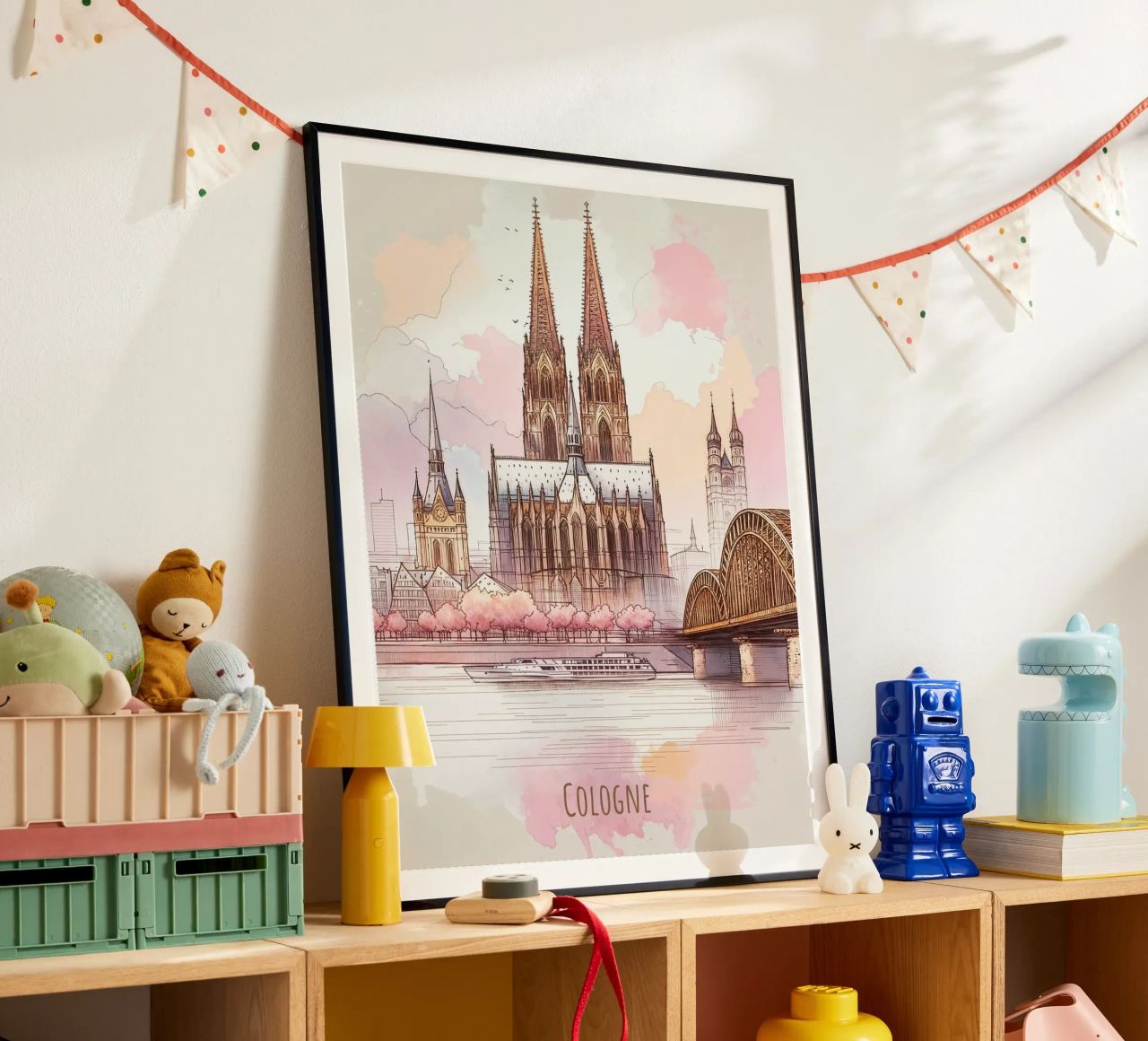 Köln Stadt minimalistische moderne Wahrzeichen drucken Poster von WijdevenDesign