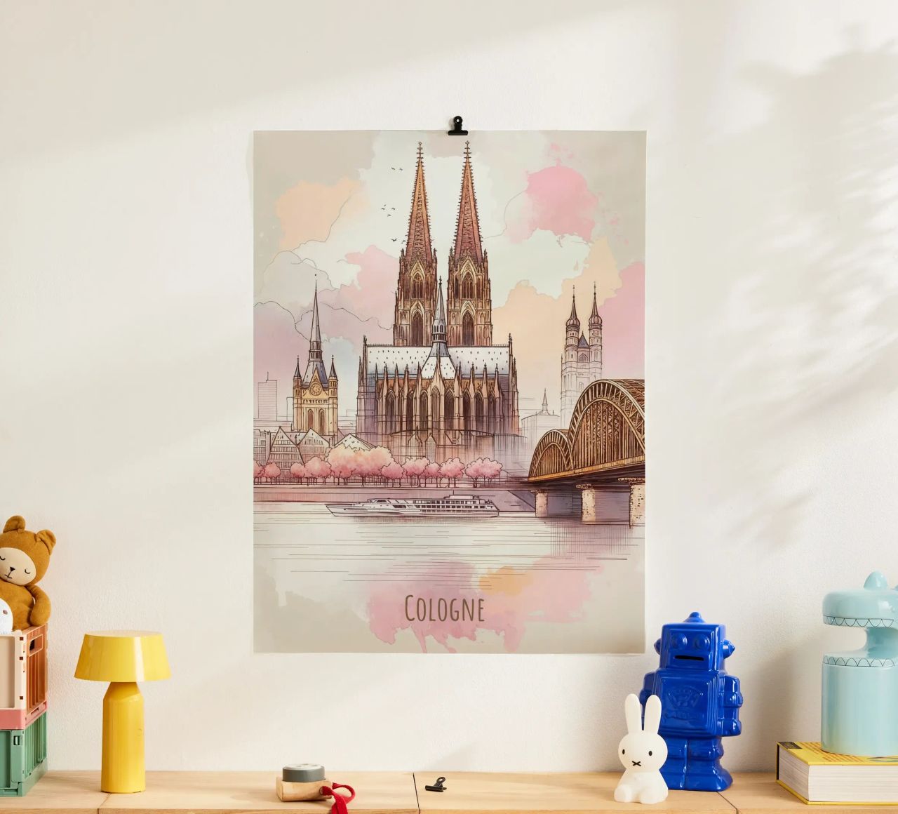 Köln Stadt minimalistische moderne Wahrzeichen drucken Poster von WijdevenDesign