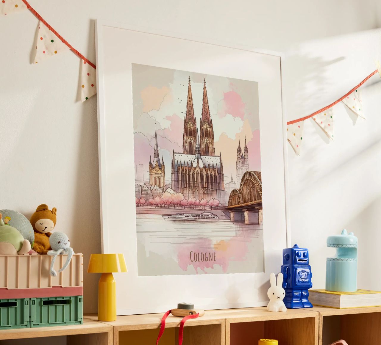 Köln Stadt minimalistische moderne Wahrzeichen drucken Poster von WijdevenDesign