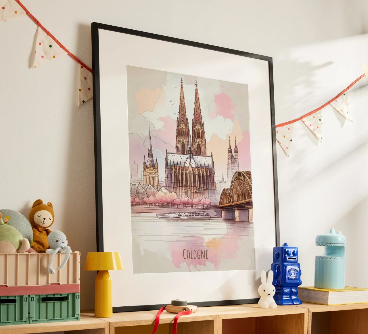 Köln Stadt minimalistische moderne Wahrzeichen drucken Poster von WijdevenDesign