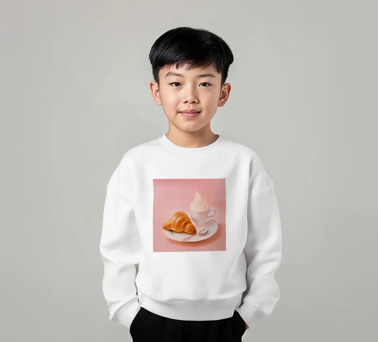 Croissant Pariser in pastello felpa bambino da Carinaprint