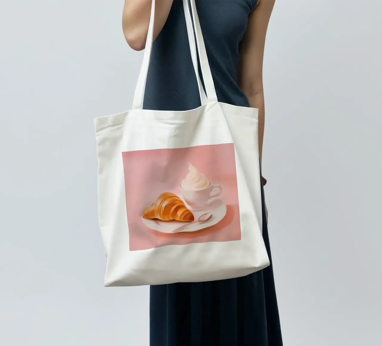 Pariser Croissant in Pastel tote bag by Carinaprint