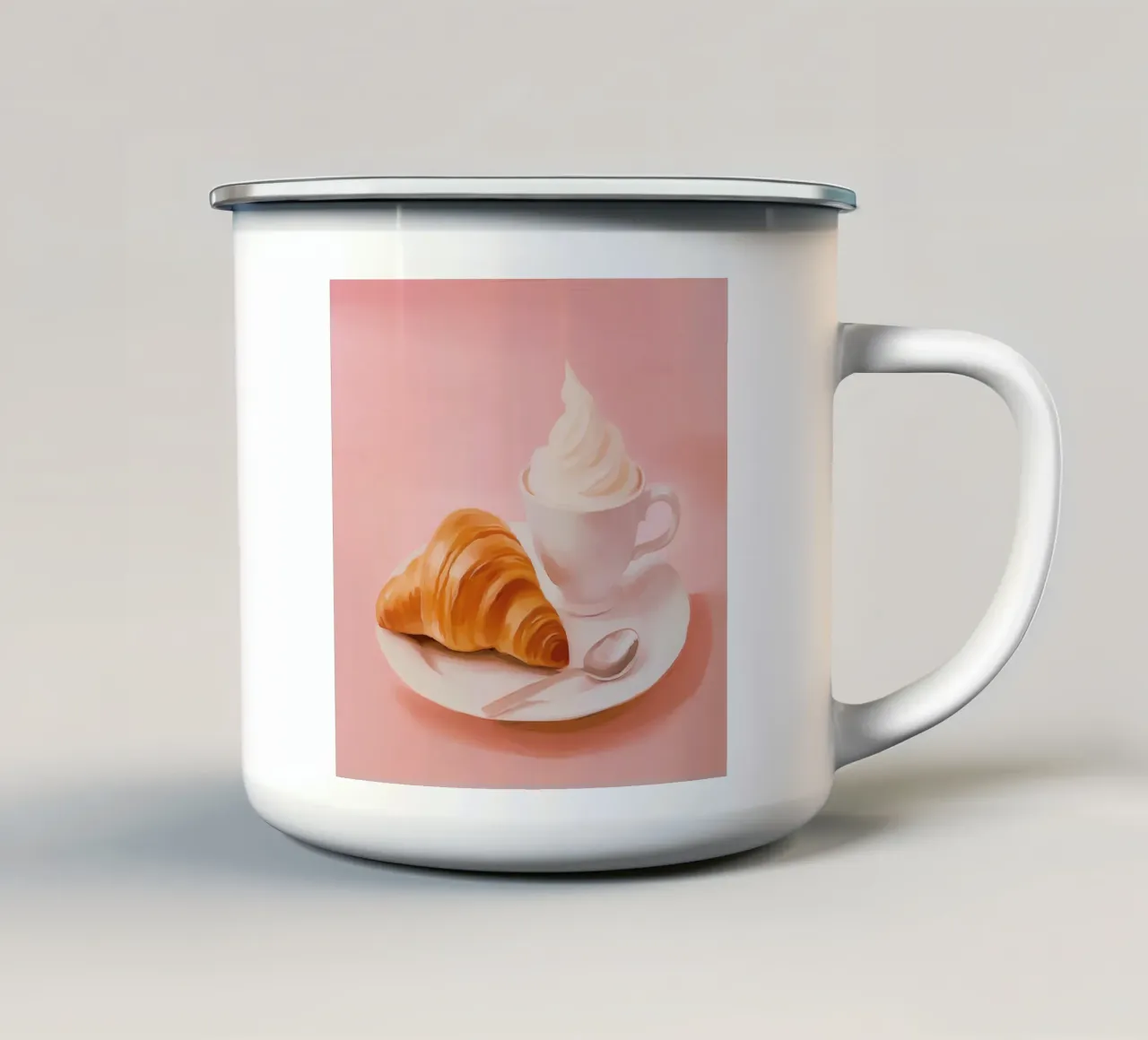 Croissant Pariser in pastello tazza in smalto da Carinaprint