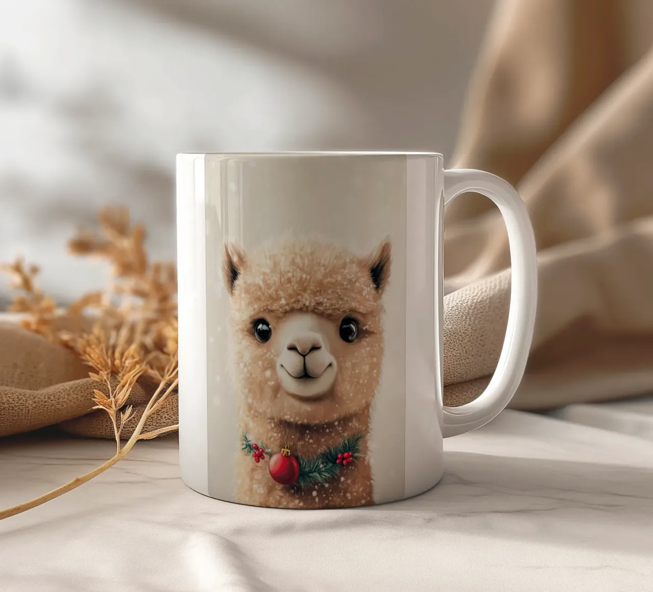 HeldIn #29: Alpaca feiert Weihnachten tazza in ceramica da farbenhelden
