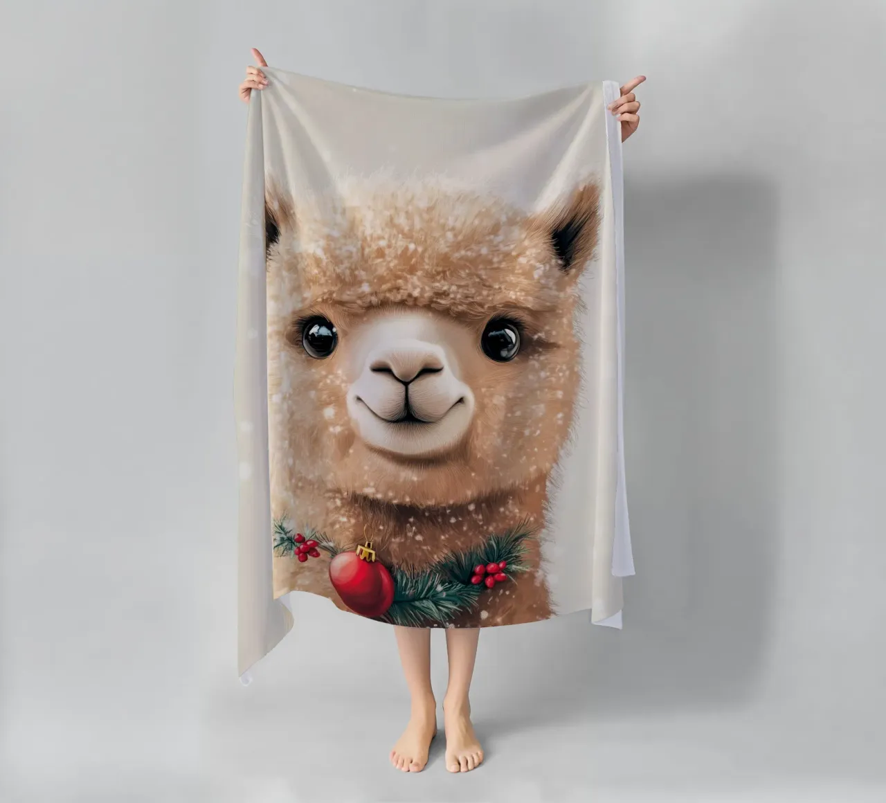 HeldIn #29: Alpaca feiert Weihnachten beach towel by farbenhelden