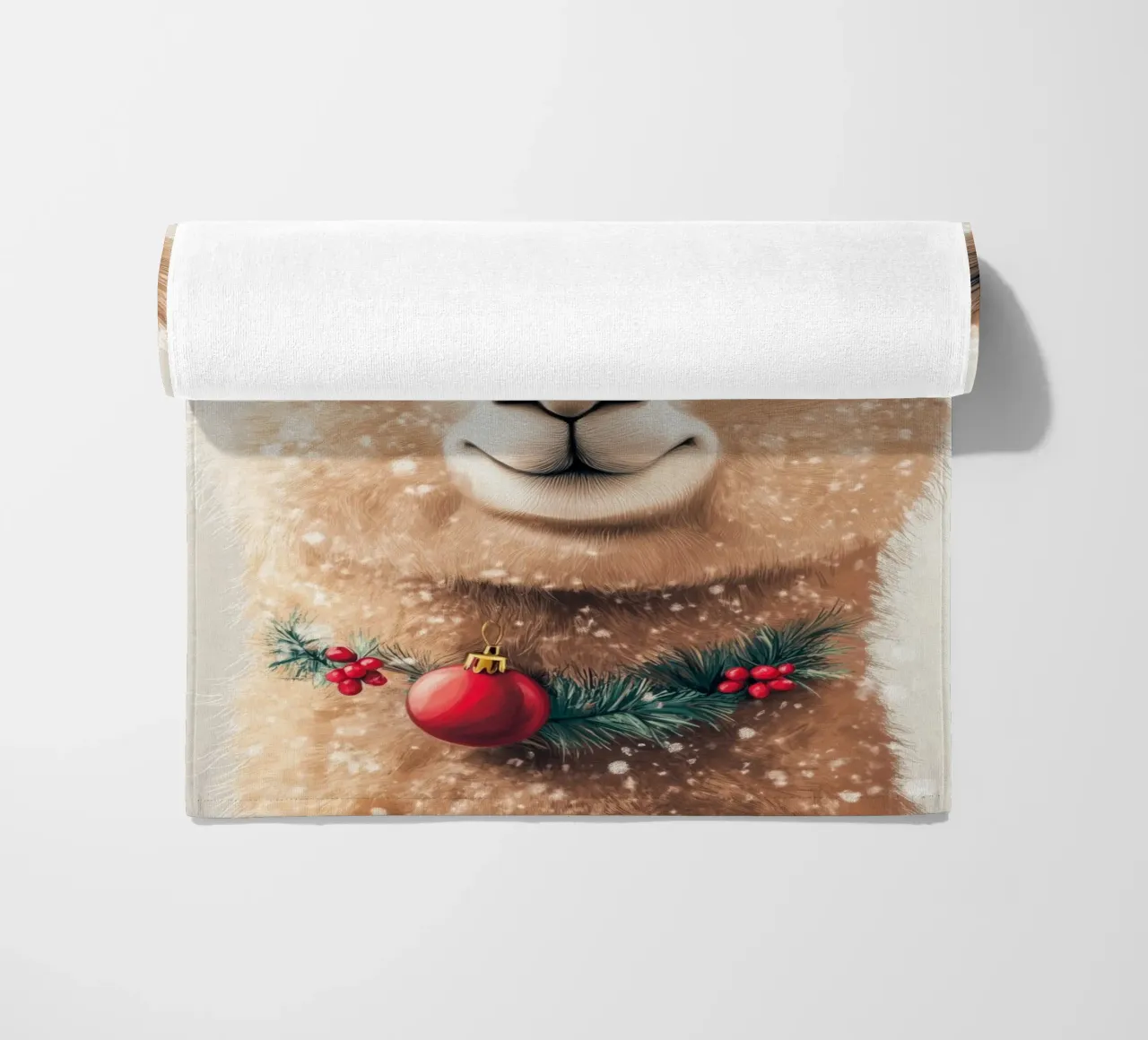 HeldIn #29: Alpaca feiert Weihnachten beach towel by farbenhelden