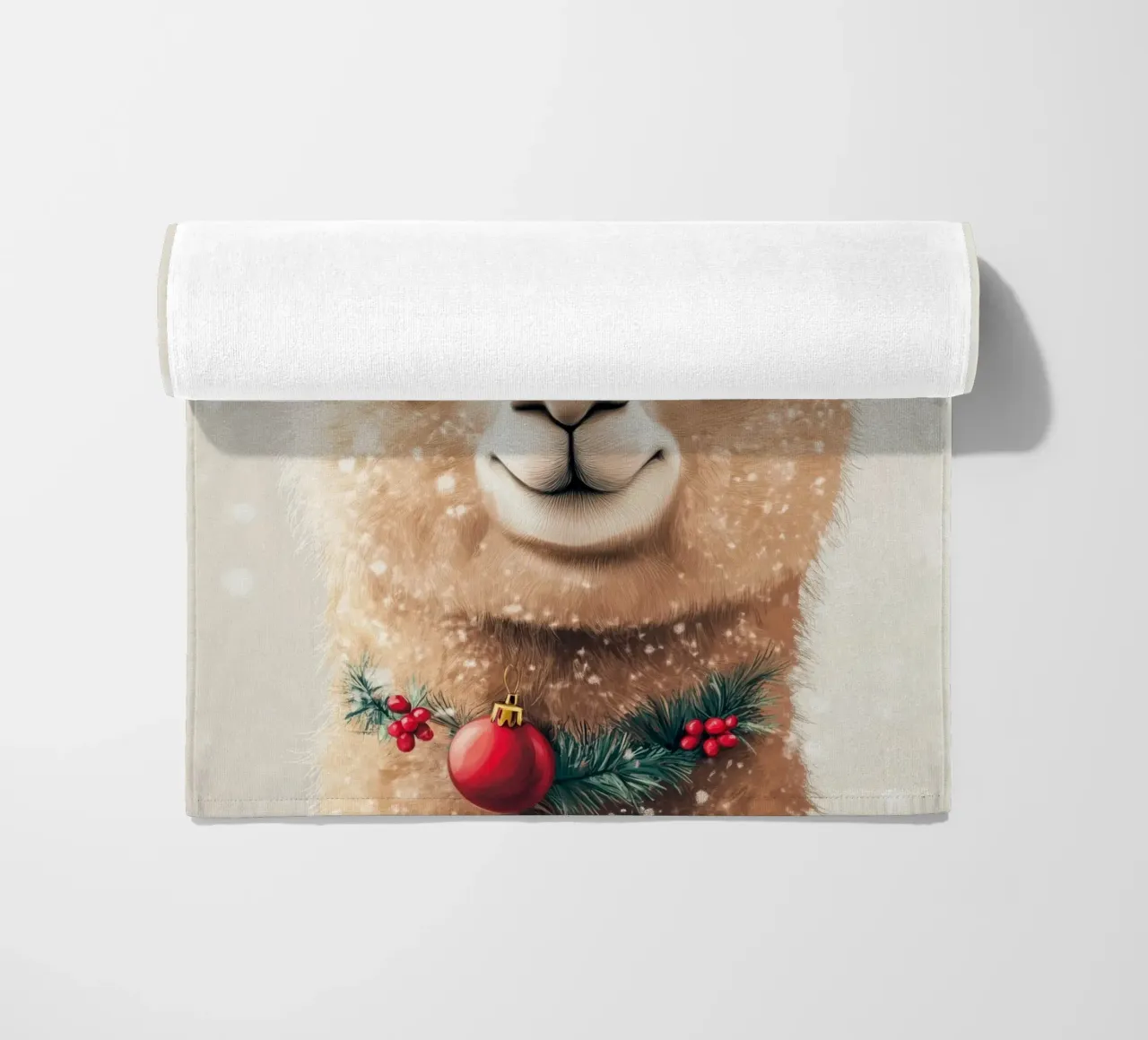 HeldIn #29: Alpaca feiert Weihnachten beach towel by farbenhelden
