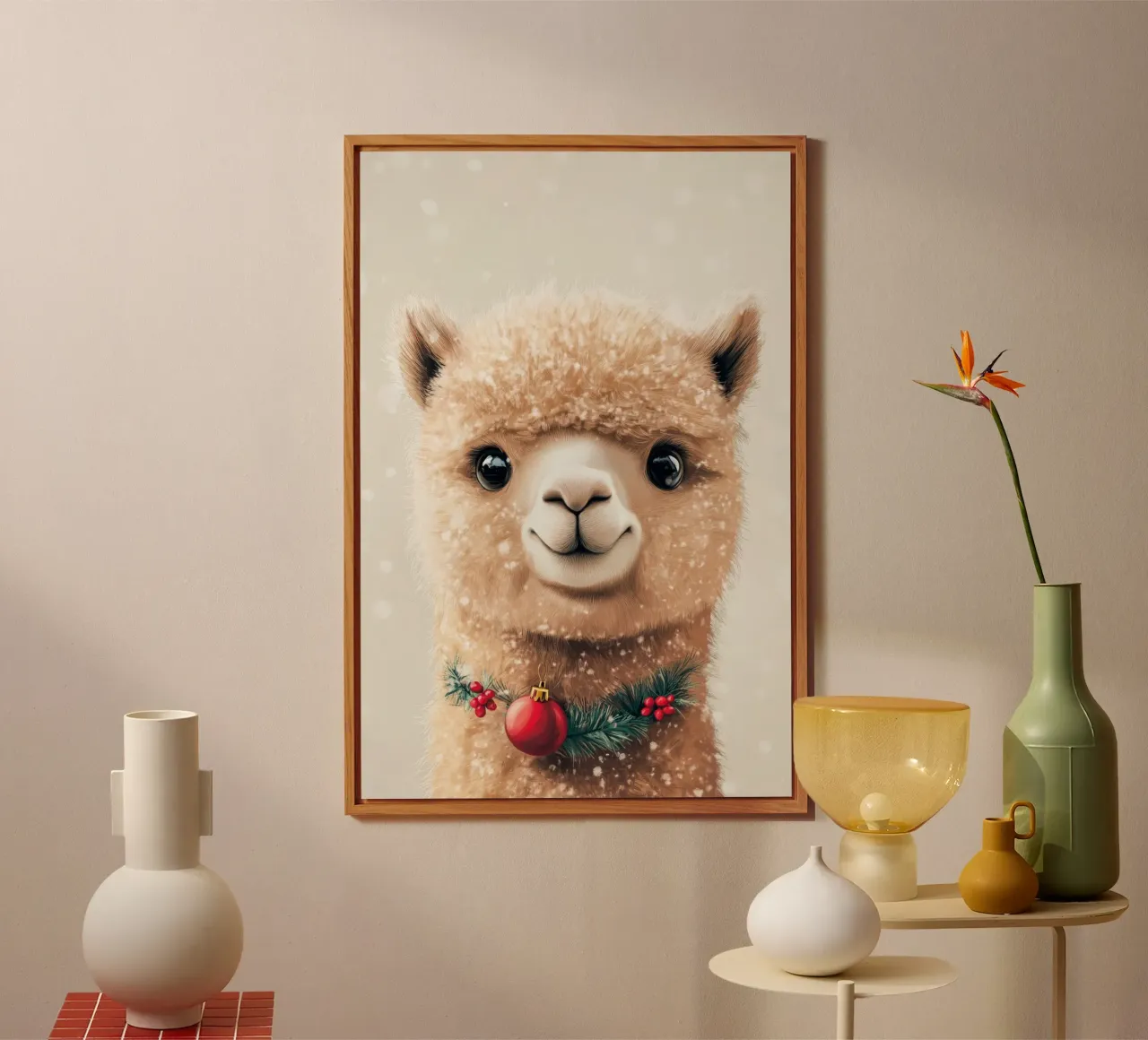 HeldIn #29: Alpaca feiert Weihnachten alu-dibond by farbenhelden