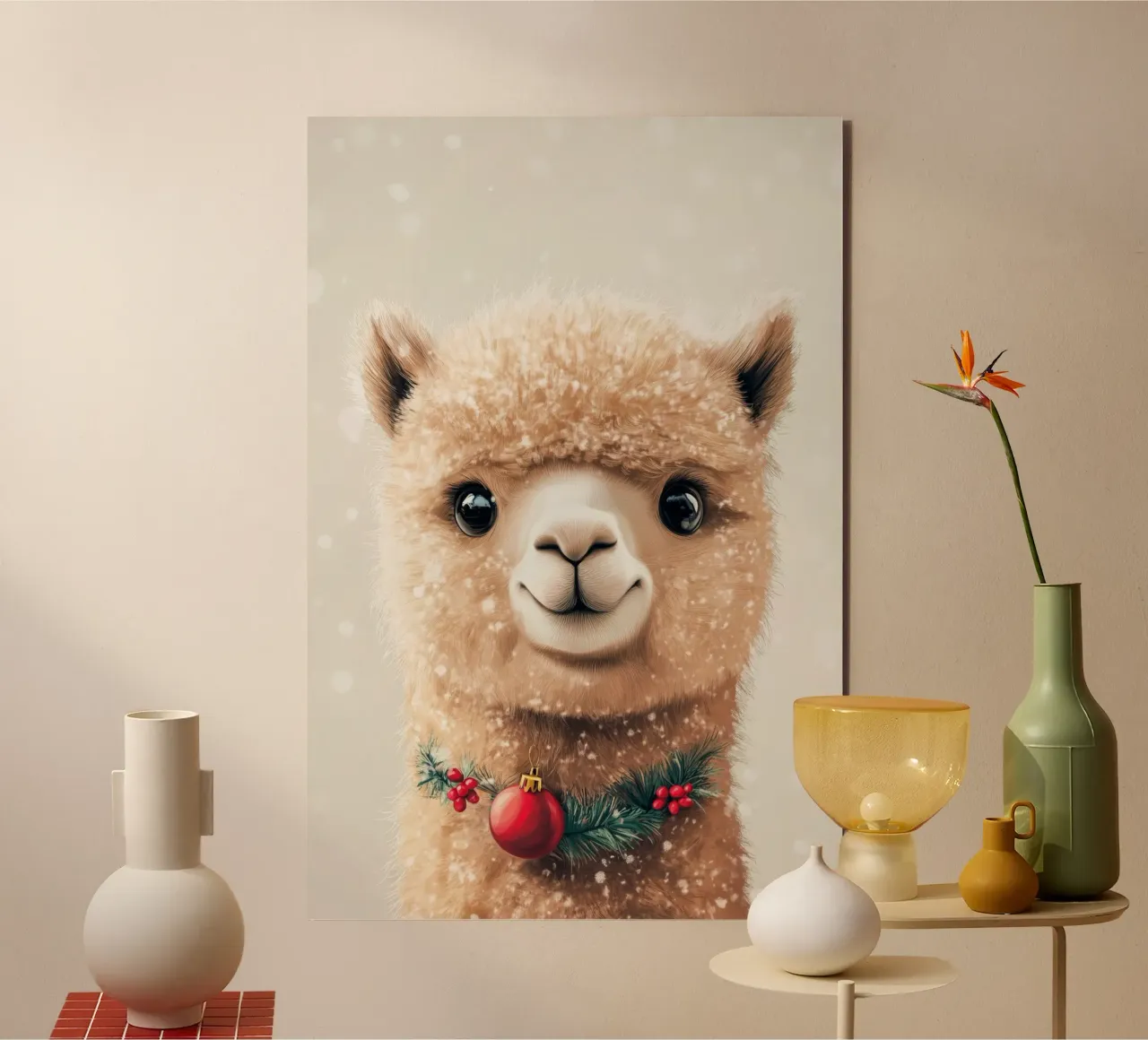 HeldIn #29: Alpaca feiert Weihnachten alu-dibond by farbenhelden