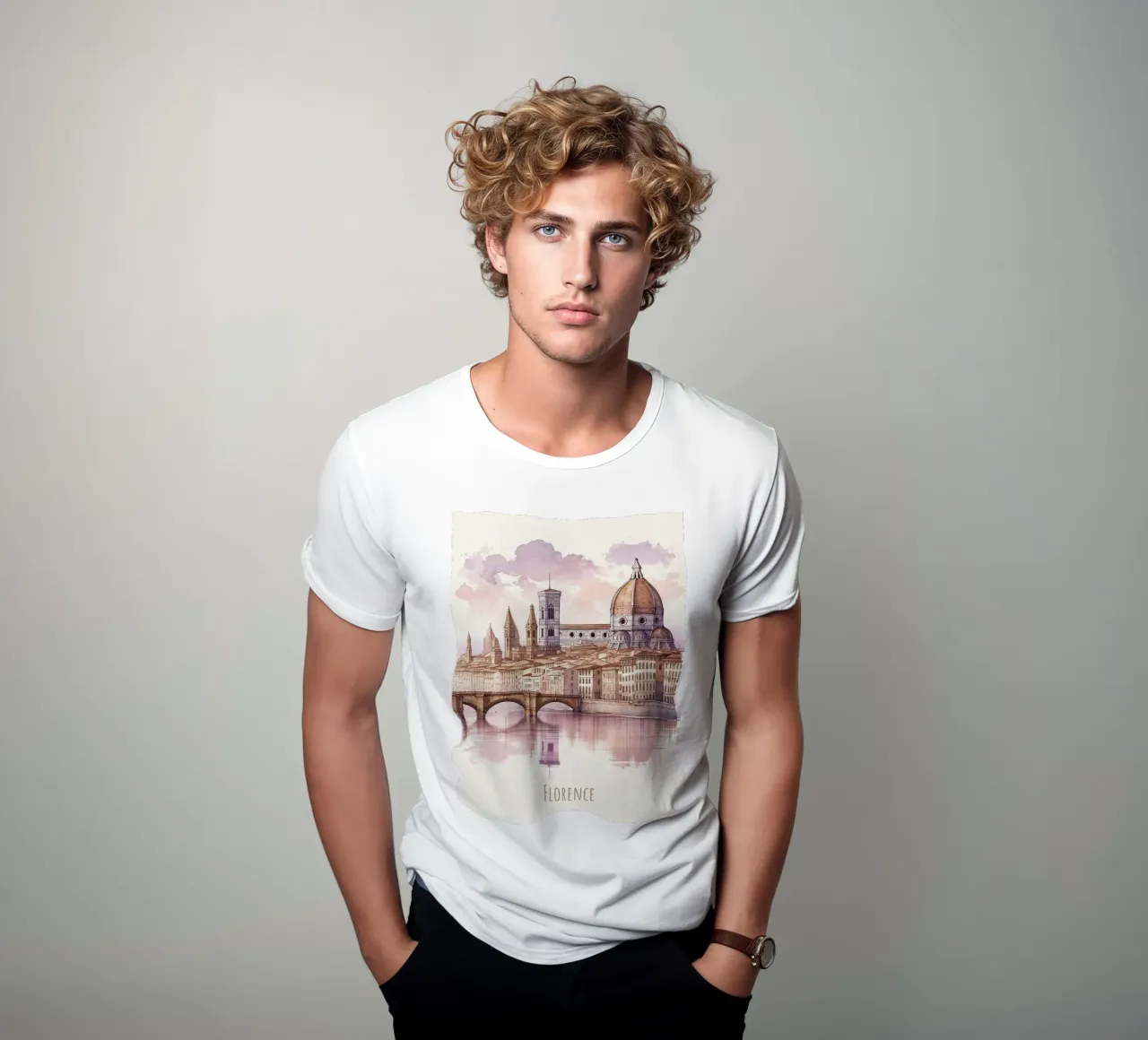 Firenze città punti di riferimento moderni e minimalisti t-shirt da WijdevenDesign