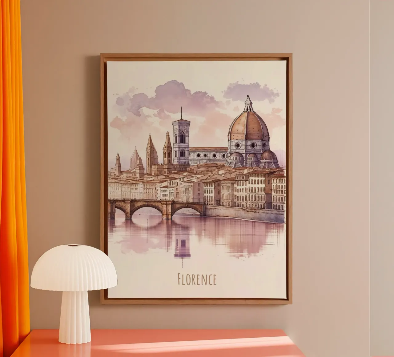Firenze città punti di riferimento moderni e minimalisti tela con Cornice a cassetta da WijdevenDesign