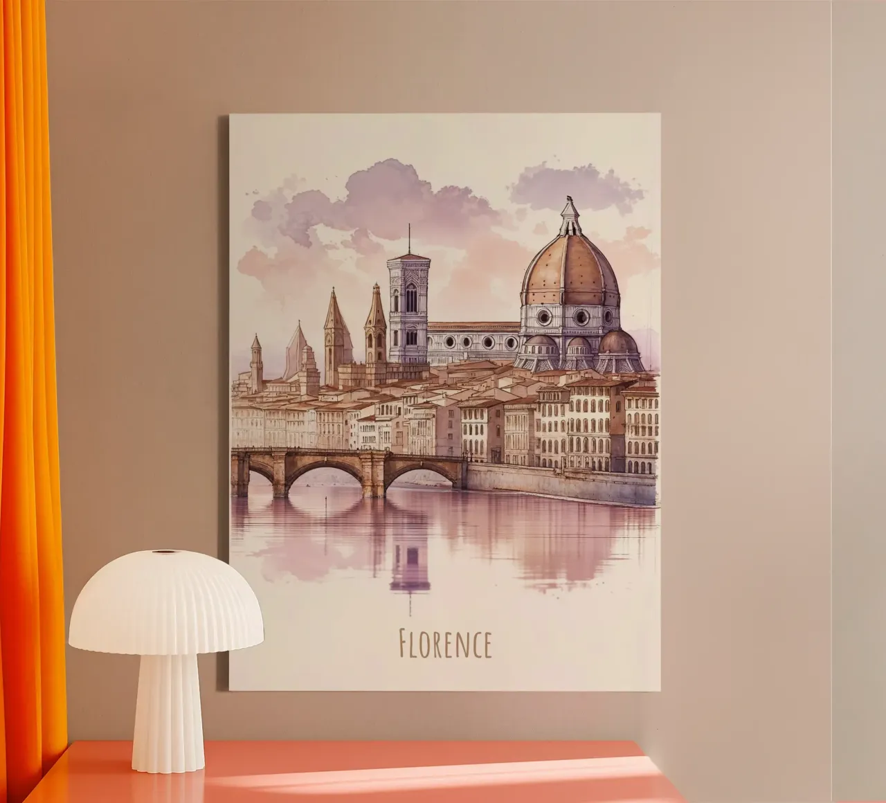 Firenze città punti di riferimento moderni e minimalisti tela con Cornice a cassetta da WijdevenDesign