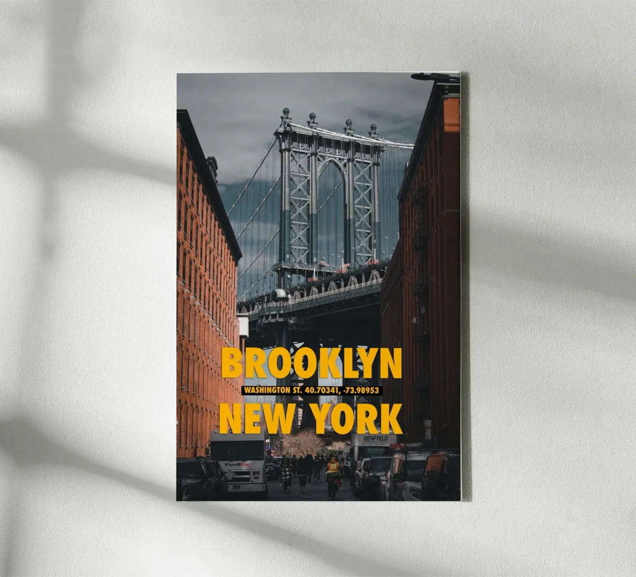 Manhattan Bridge over DUMBO Brooklyn New York canvas met Baklijst van fokusfernweh