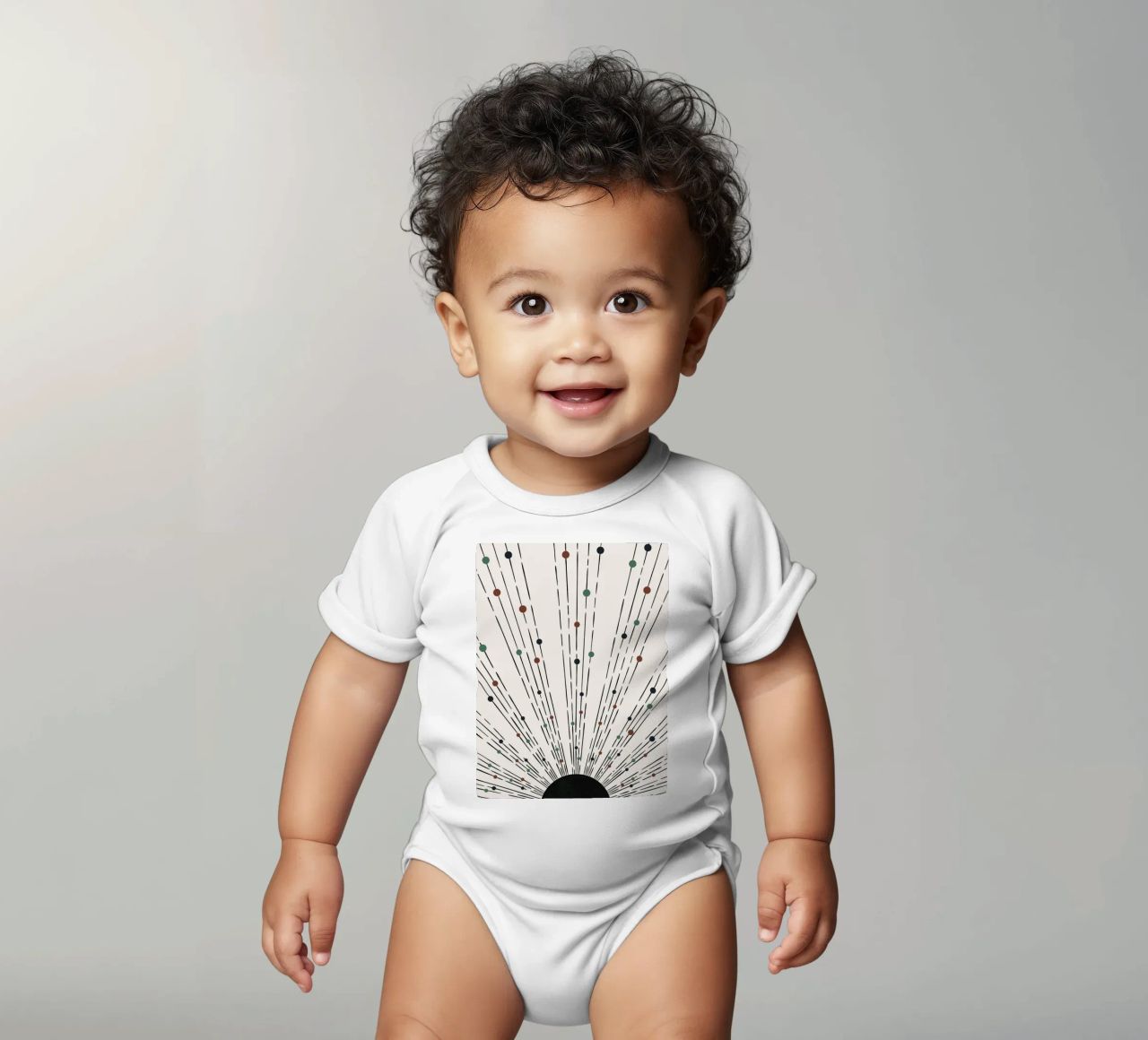 Sonnenstrahlen Boho-Design – Minimal & Dynamisch Kurzarm Babybody von Whole©