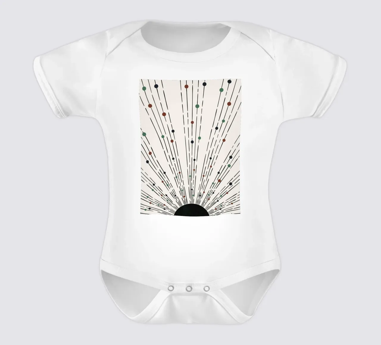 Zonnestralen Boho ontwerp - minimaal & dynamisch babyrompertje korte mouwen van Whole©