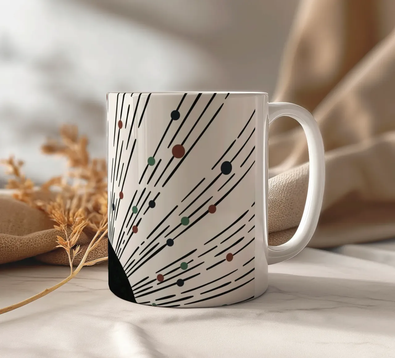 Rayos de sol Diseño boho: minimalista y dinámico taza de cerámica de Whole©