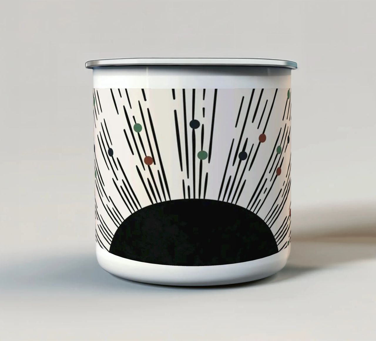 Zonnestralen Boho ontwerp - minimaal & dynamisch emaille mok van Whole©