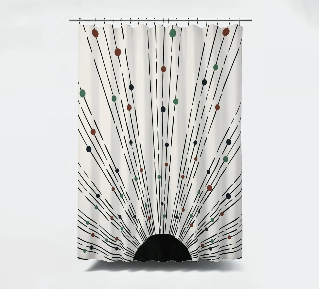 Sonnenstrahlen Boho-Design – Minimal & Dynamisch Duschvorhang von Whole©