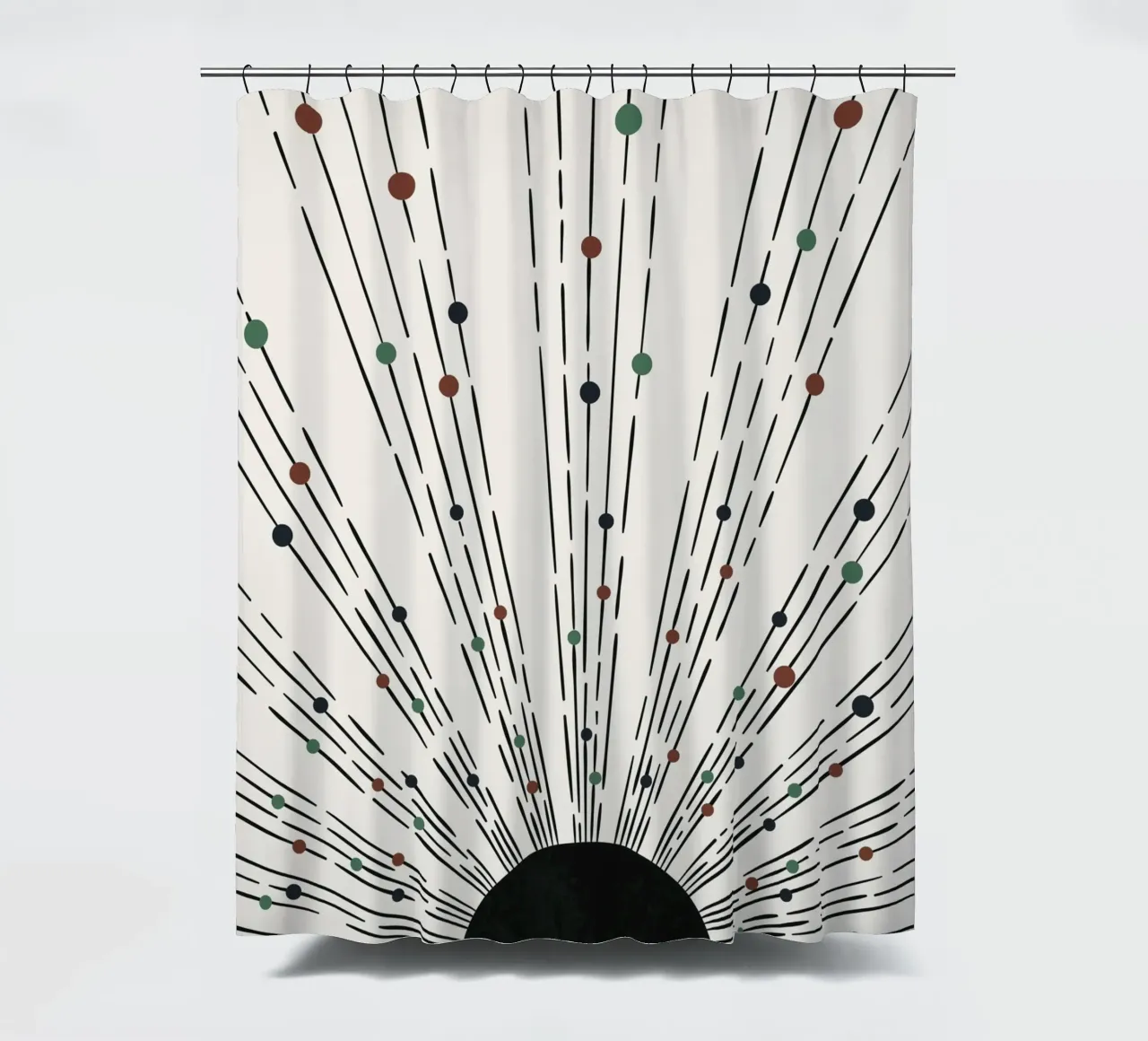 Sonnenstrahlen Boho-Design – Minimal & Dynamisch Duschvorhang von Whole©