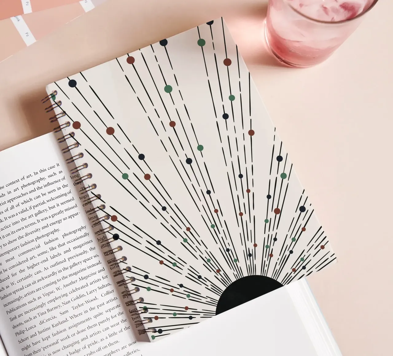 Sunbeams Boho design - minimal & dynamic spiral notebook by Whole©