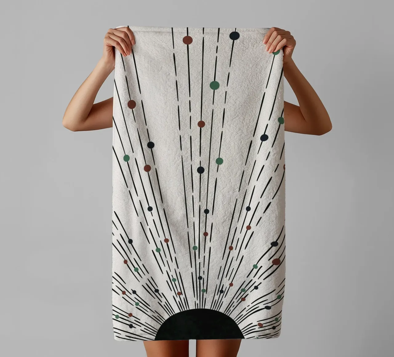 Zonnestralen Boho ontwerp - minimaal & dynamisch badhanddoek van Whole©