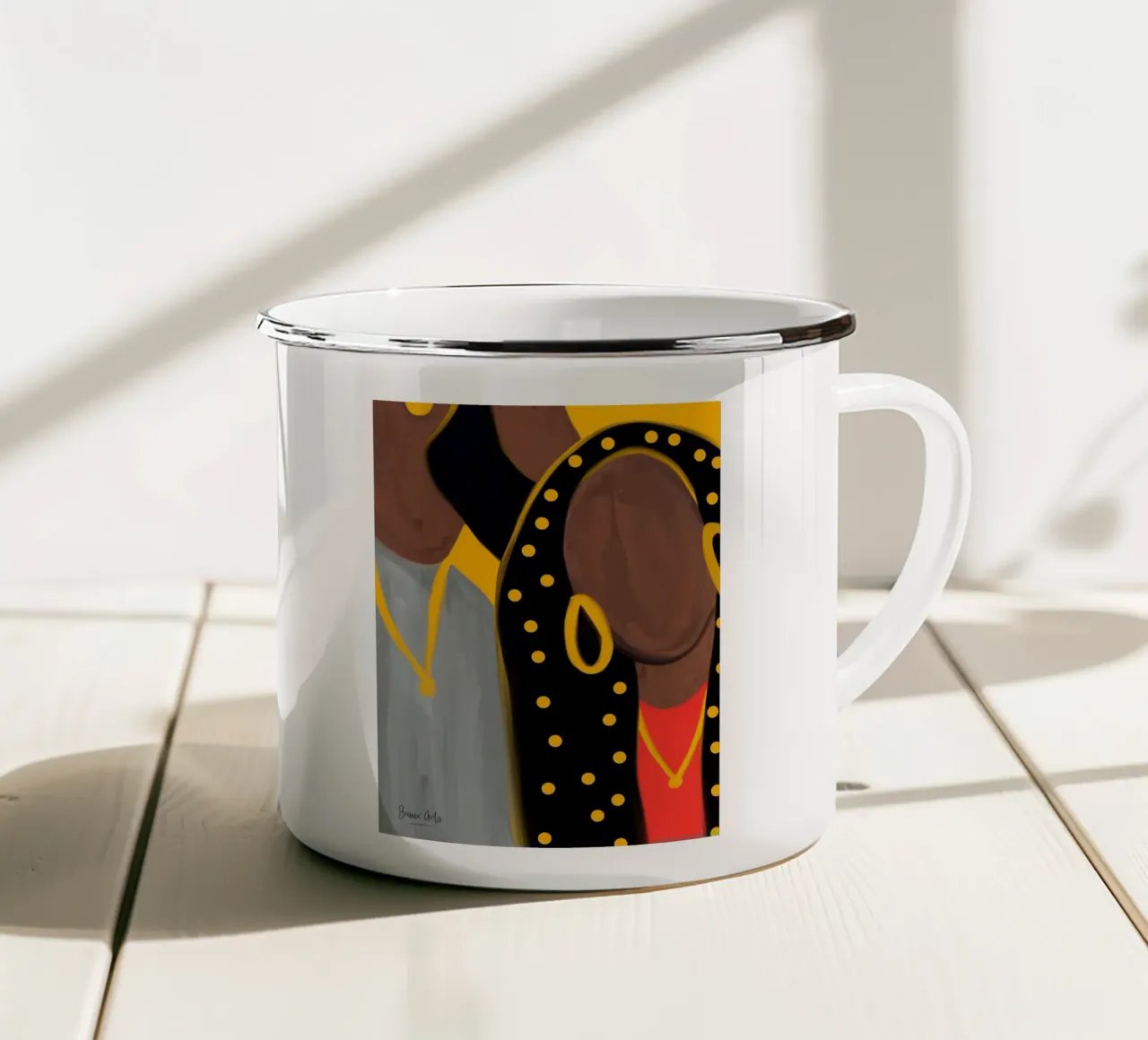 Afro Frame tazza in smalto da Mathudace Créas