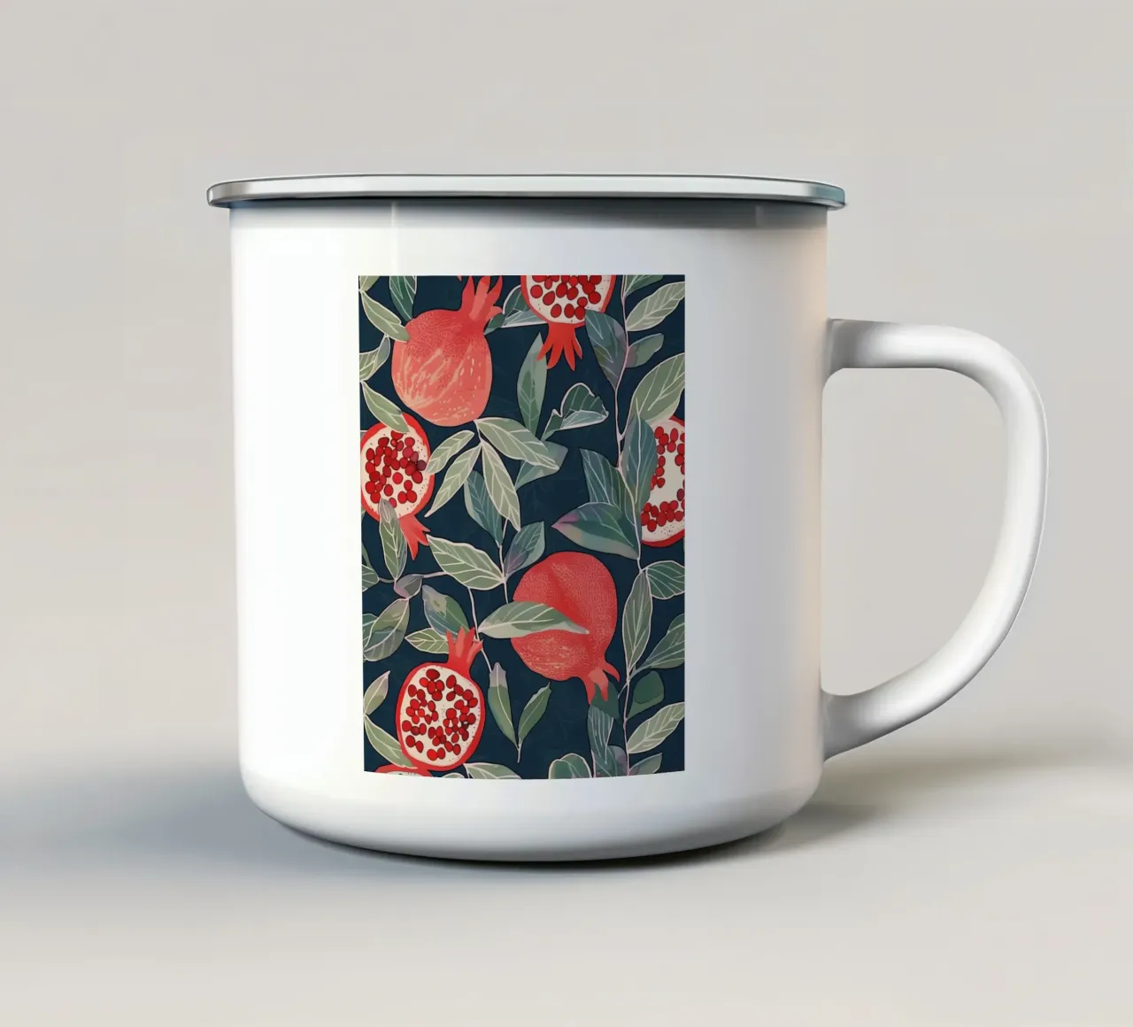 Melograno Pianta Frutta Cibo Vintage Botanico Boho Floreale tazza in smalto da Gentle Echoes Art