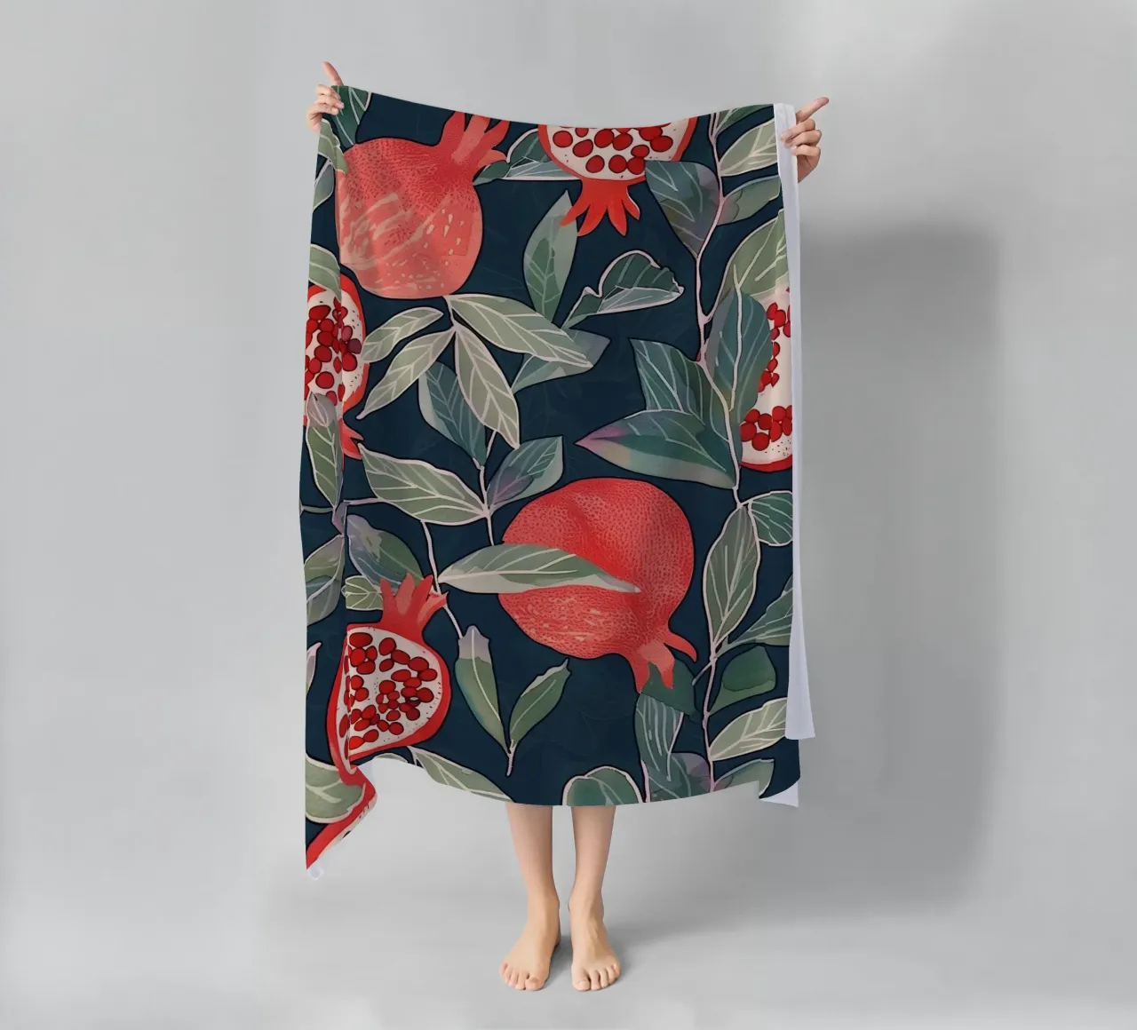 Melograno Pianta Frutta Cibo Vintage Botanico Boho Floreale telo mare da Gentle Echoes Art