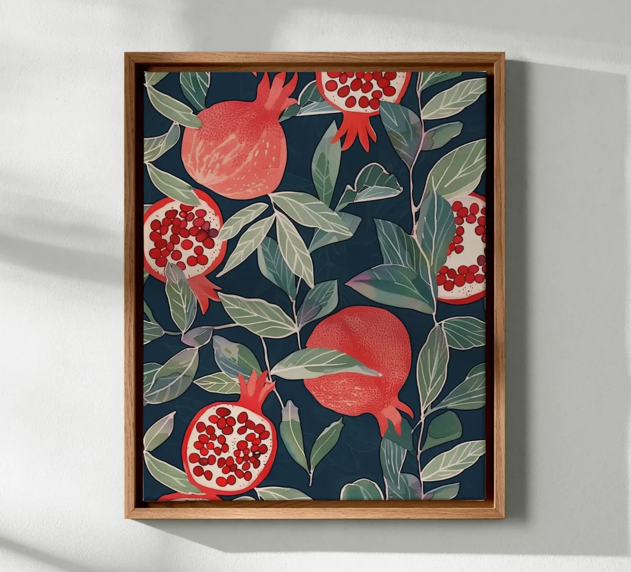 Melograno Pianta Frutta Cibo Vintage Botanico Boho Floreale tela con Cornice a cassetta da Gentle Echoes Art