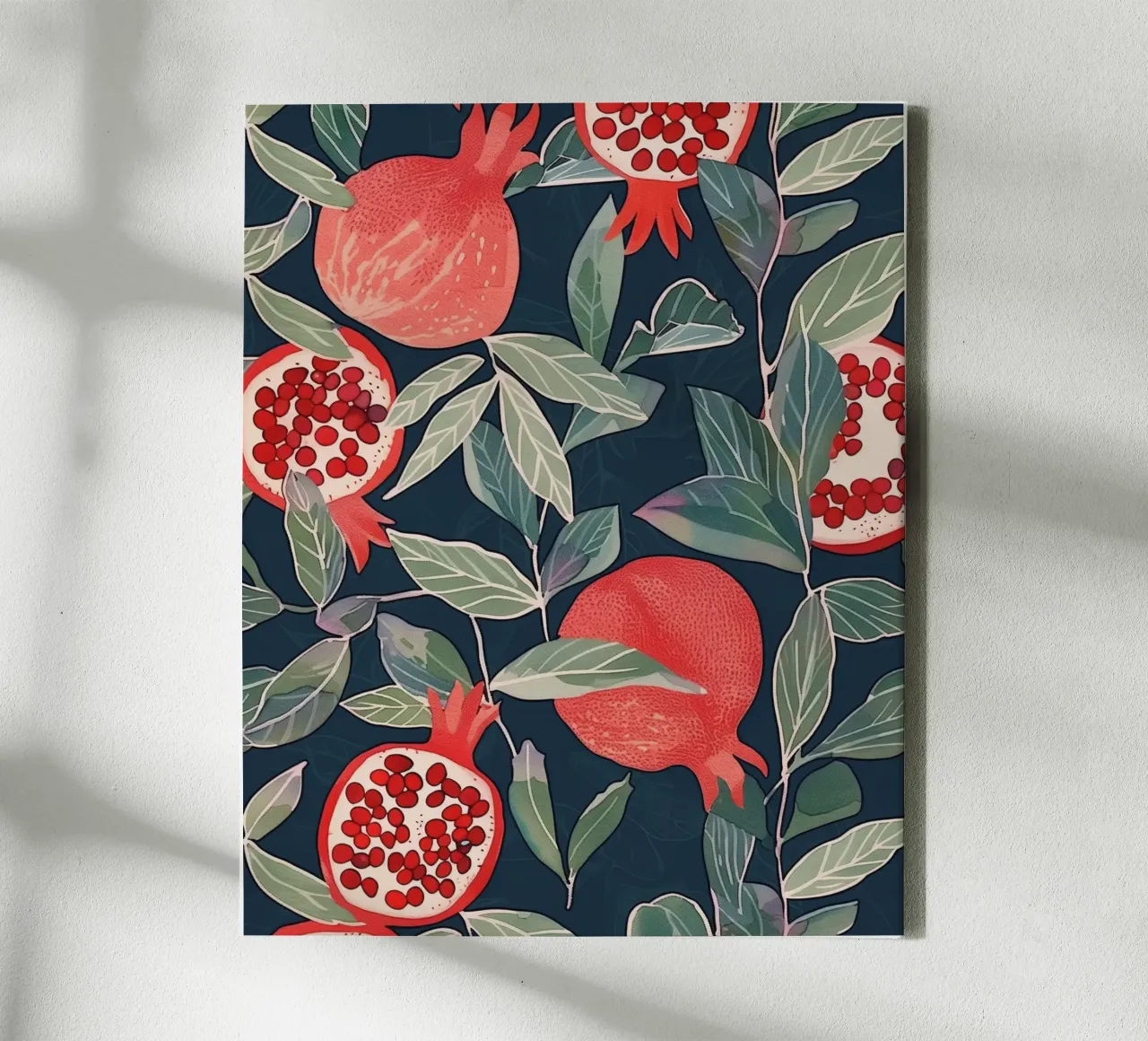 Melograno Pianta Frutta Cibo Vintage Botanico Boho Floreale tela con Cornice a cassetta da Gentle Echoes Art