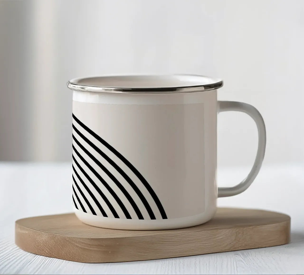 Boho halfronde lijnen - modern & harmonieus emaille mok van Whole©
