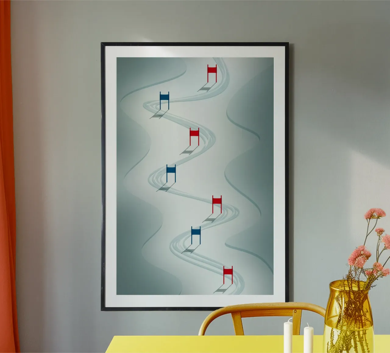 Ski Slalom poster with aluminum frame by athlete.art