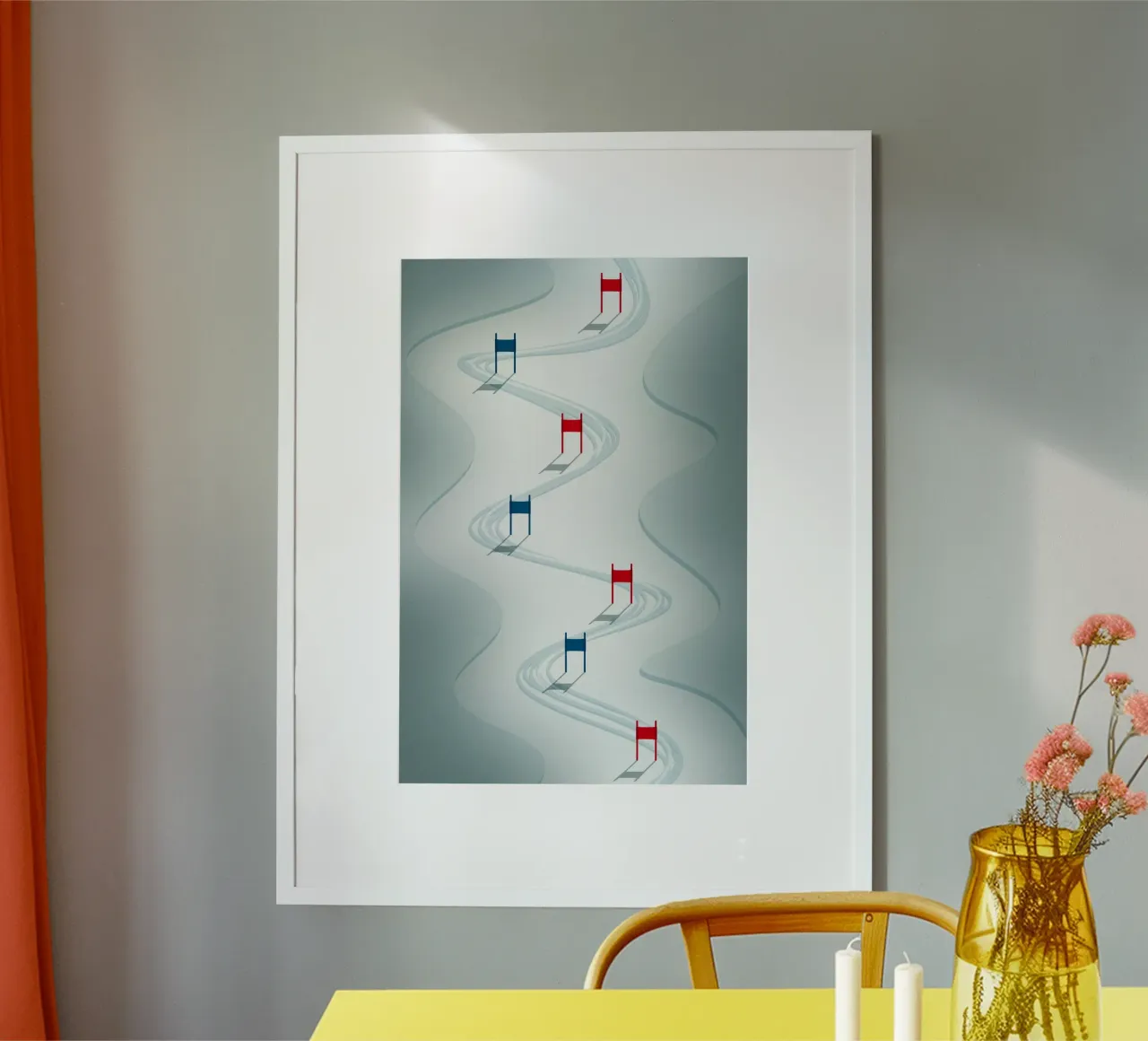 Ski Slalom poster with aluminum frame by athlete.art