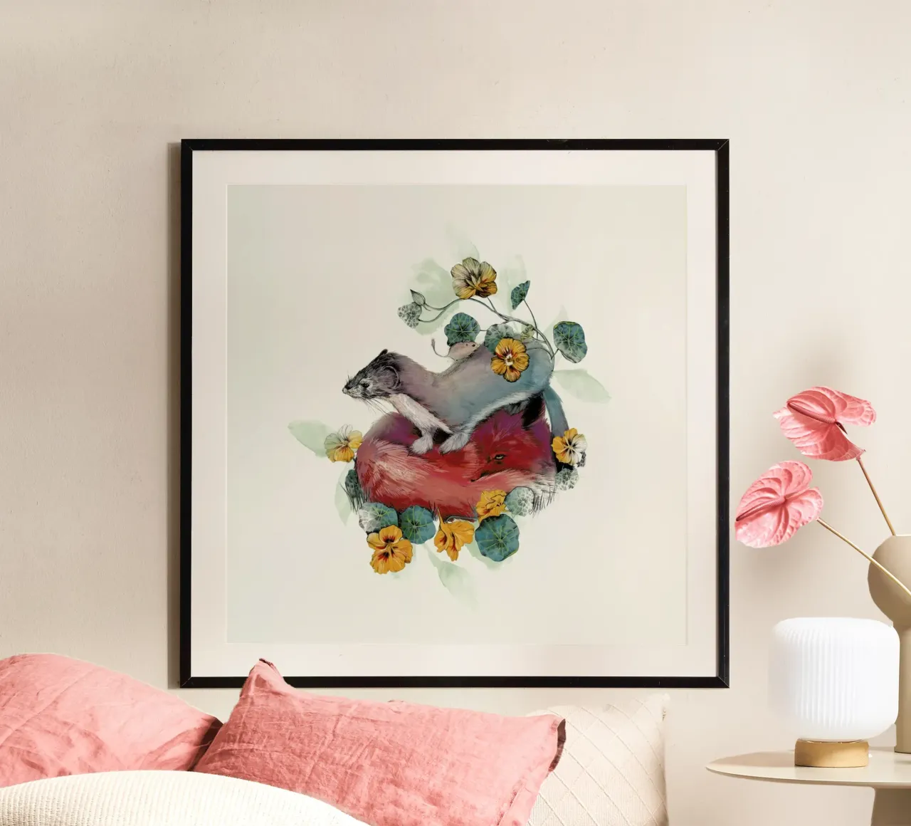 Stoat & Fox poster con telaio in alluminio da La Scarlatte