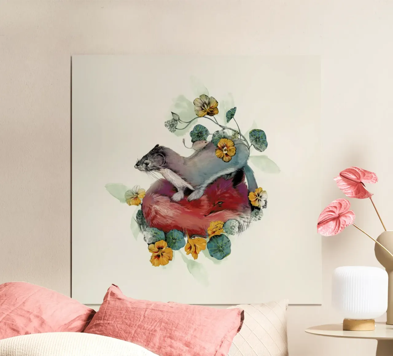 Stoat & Fox poster con telaio in alluminio da La Scarlatte