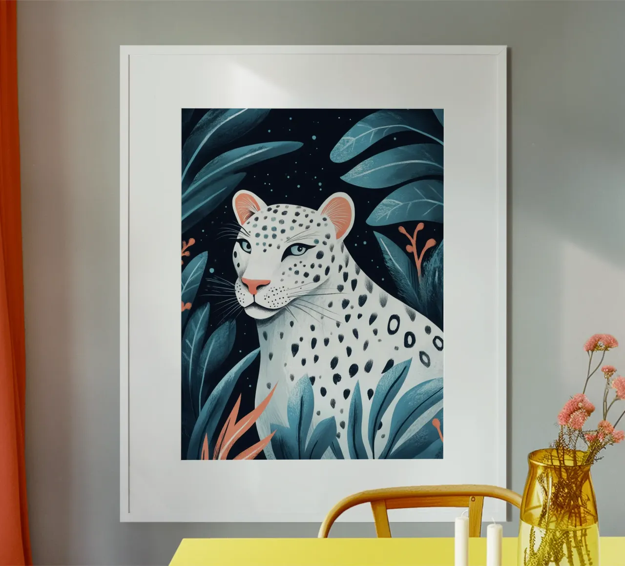 Magico leopardo bianco al chiaro di luna carta hahnemühle da Autofocus