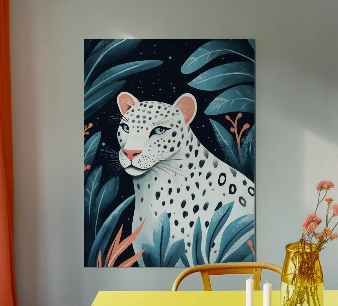Magico leopardo bianco al chiaro di luna carta hahnemühle da Autofocus