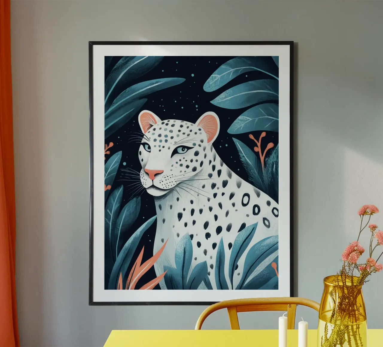Magico leopardo bianco al chiaro di luna carta hahnemühle da Autofocus
