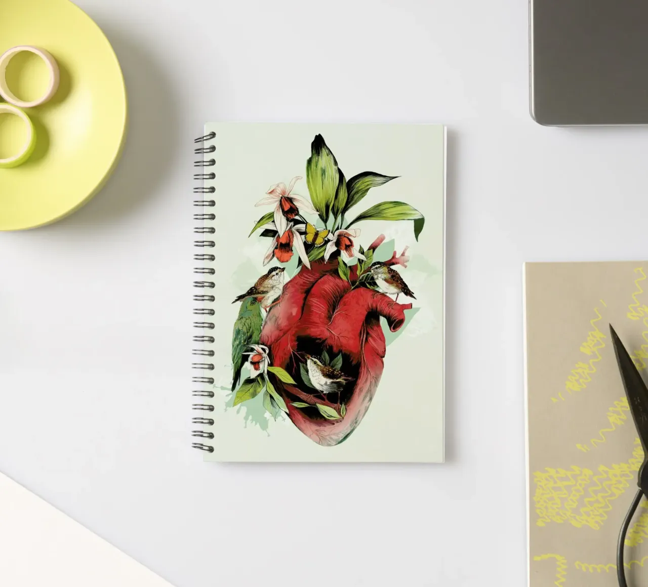 Heart of Birds spiral notebook by La Scarlatte