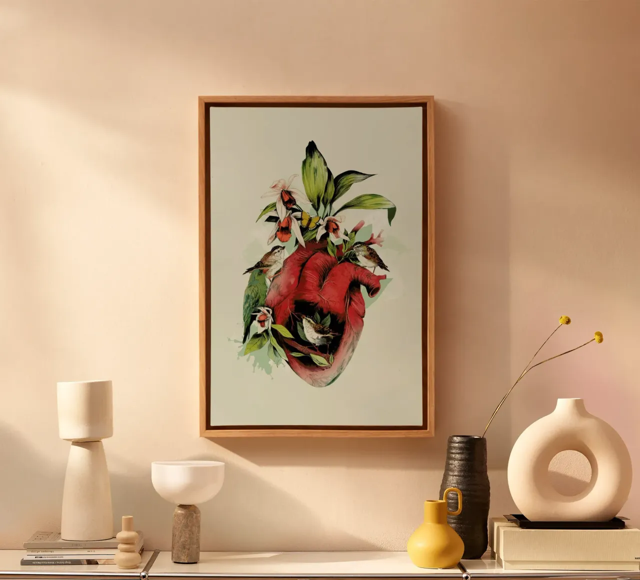 Heart of Birds tela con Cornice a cassetta da La Scarlatte