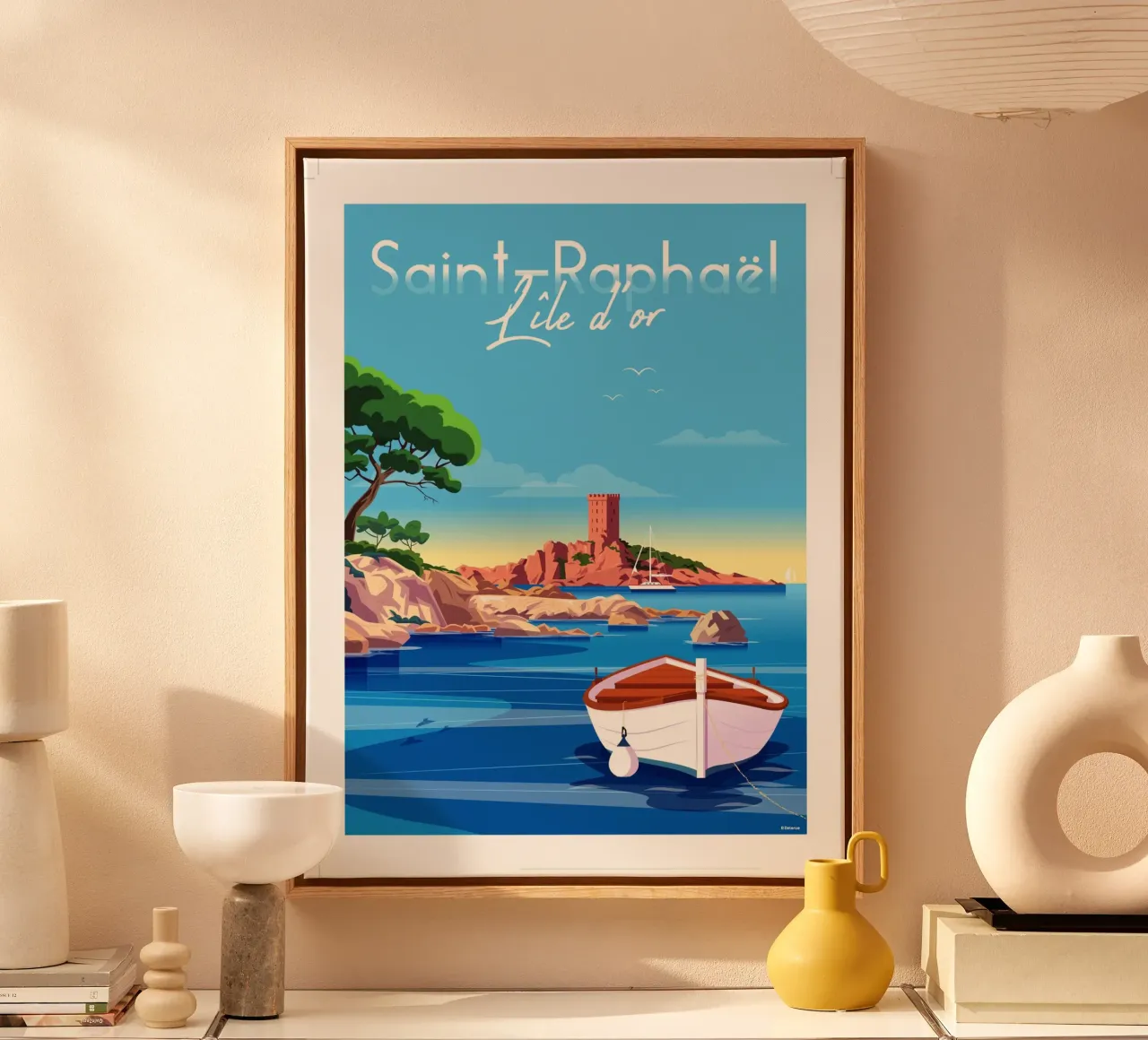 saint Raphaël Île d'or tela con Cornice a cassetta da Raphaël Delerue