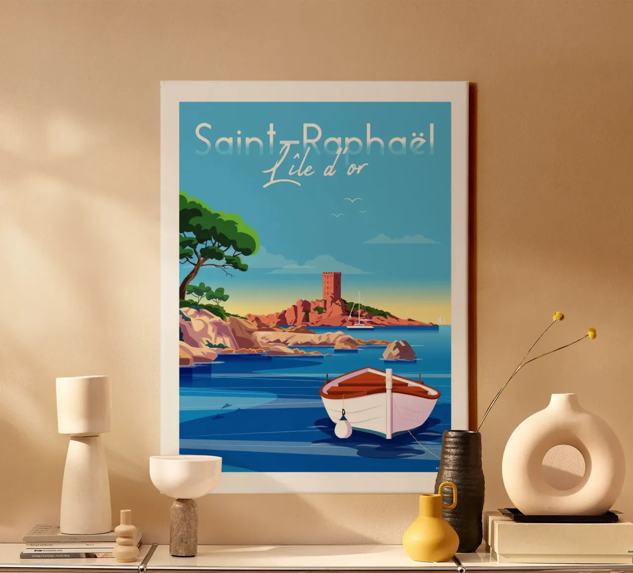 saint Raphaël Île d'or tela con Cornice a cassetta da Raphaël Delerue