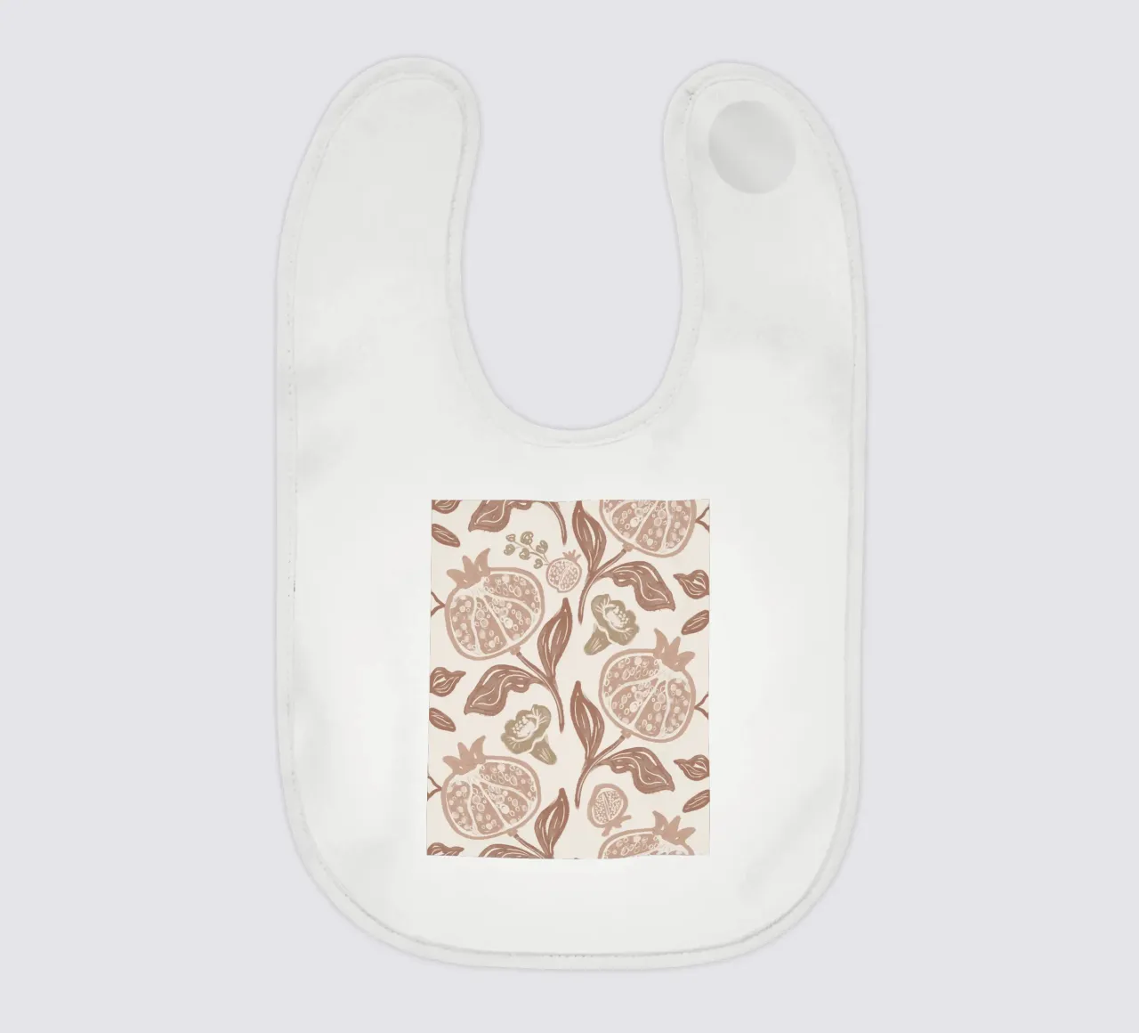 Pomegranates Pattern - Mocha Mousse baby bib by anisillustration