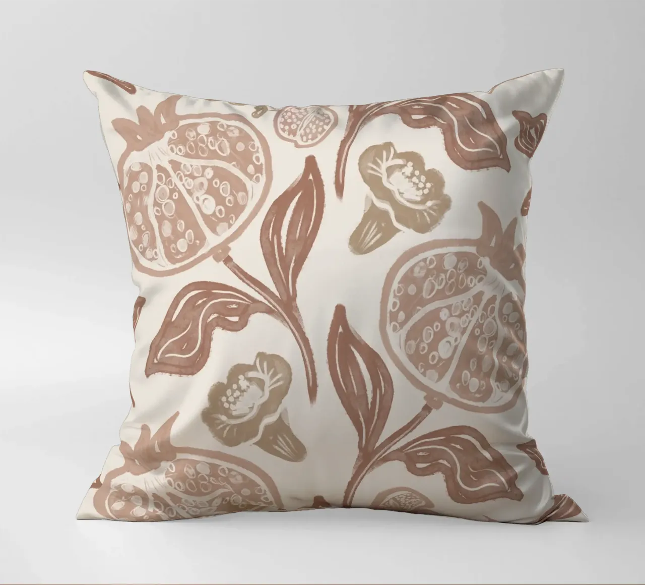 Pomegranates Pattern - Mocha Mousse cuscino da anisillustration