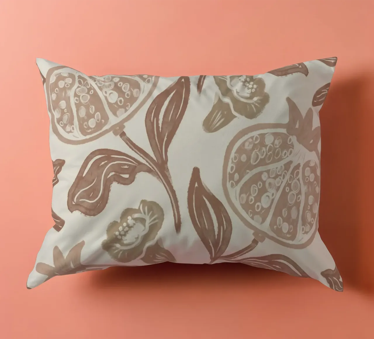 Pomegranates Pattern - Mocha Mousse cuscino da anisillustration