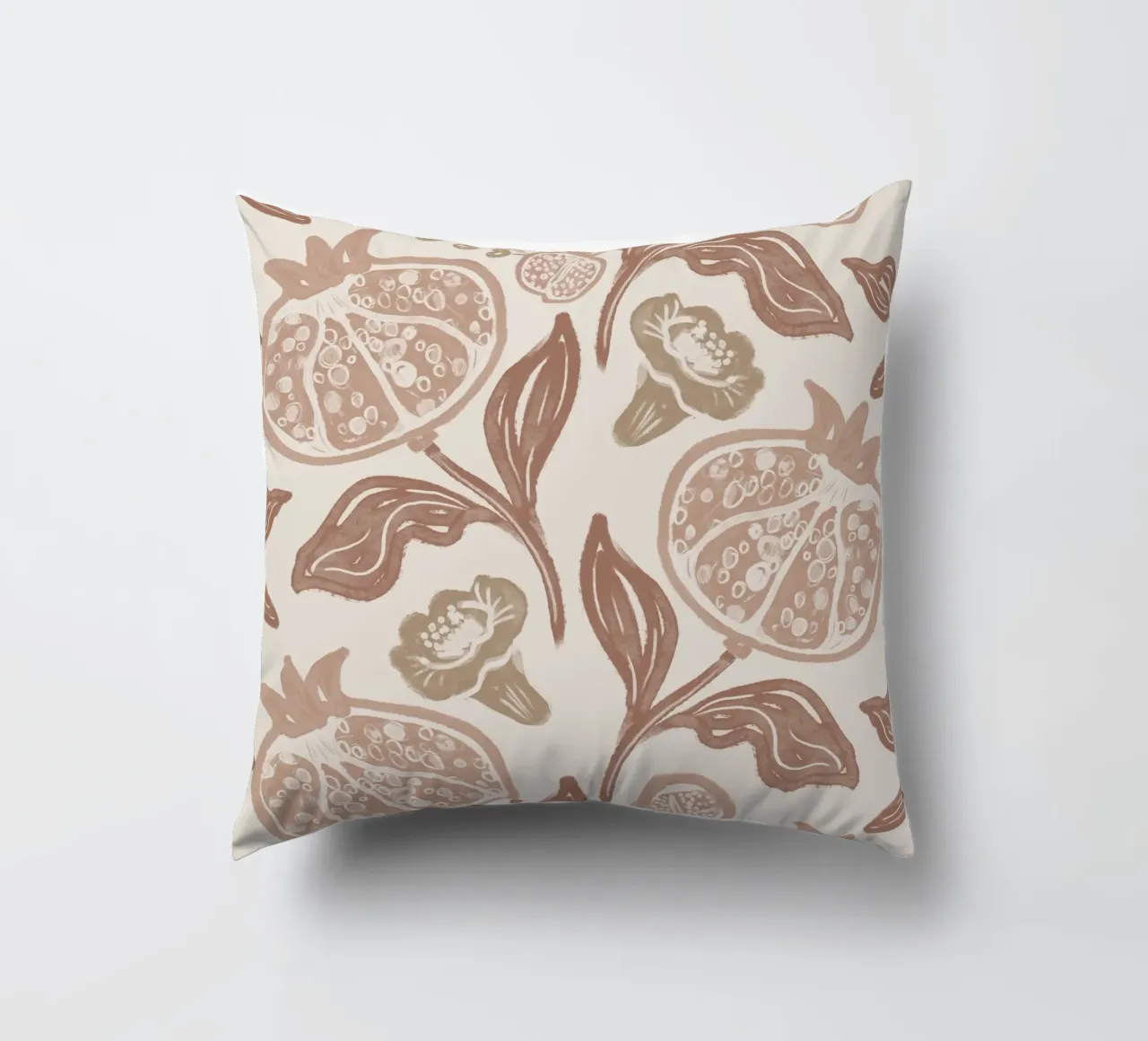 Pomegranates Pattern - Mocha Mousse cuscino da anisillustration