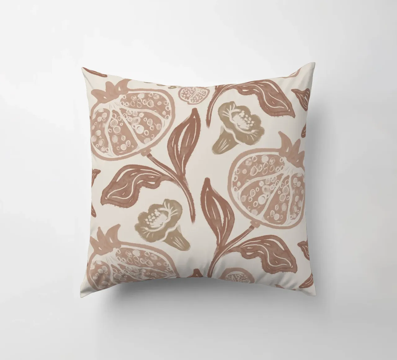 Pomegranates Pattern - Mocha Mousse cuscino da anisillustration