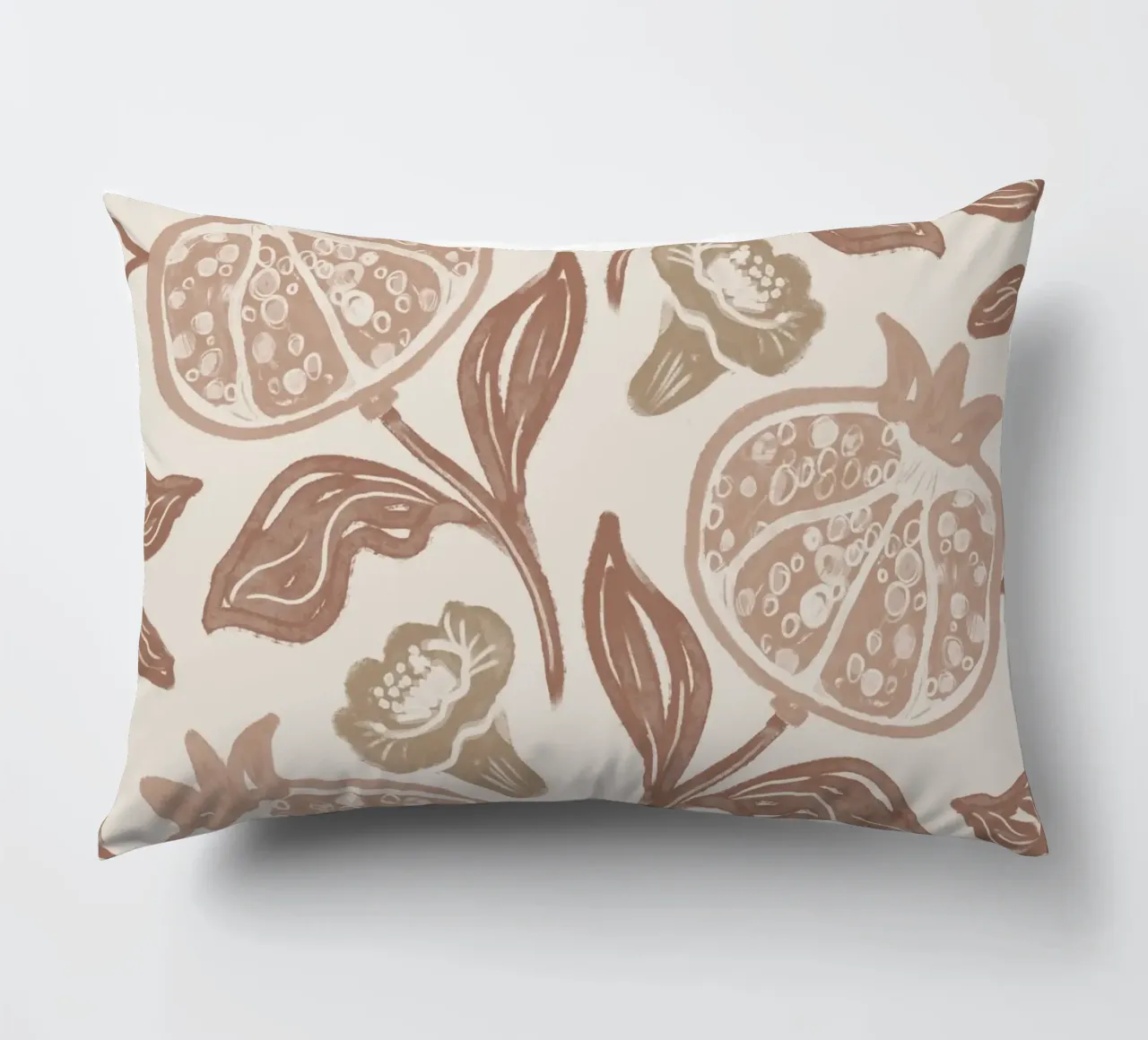 Pomegranates Pattern - Mocha Mousse cuscino da anisillustration