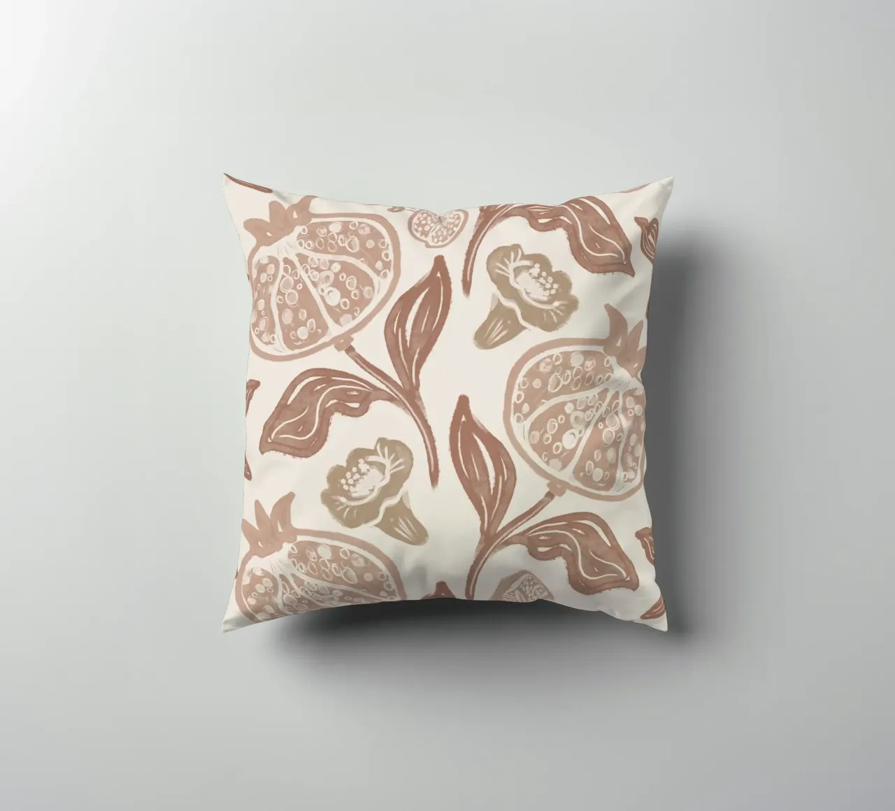 Pomegranates Pattern - Mocha Mousse cuscino da anisillustration